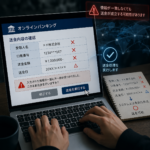 パソコンで送金情報を入力する電子計算機使用詐欺罪のイメージ