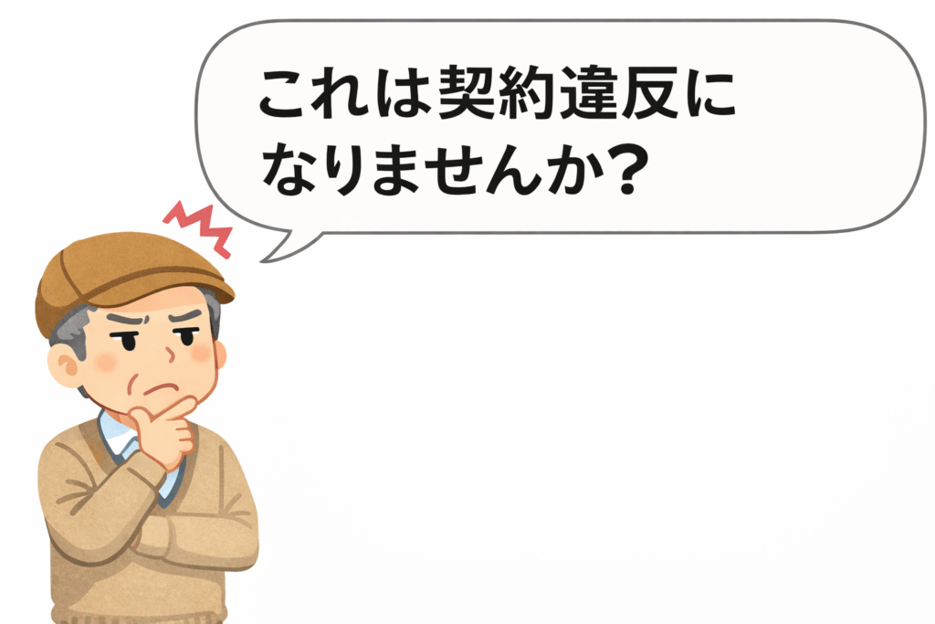 借地人の行いについて、契約違反であると訝しがる地主。